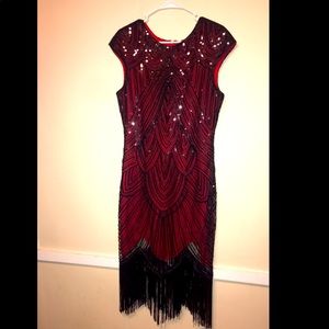 Red and Black Flapper Style Dress